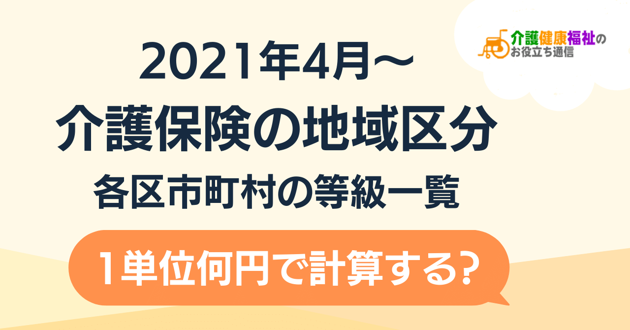 令和3年～5年 地域区分（介護）区市町村の等級一覧（2021年）