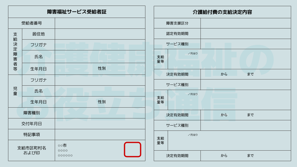 障害福祉サービス受給者証の見本